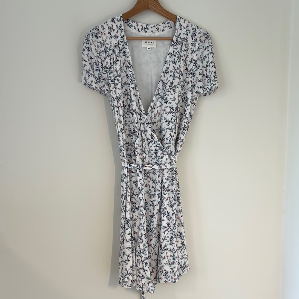 Sézane White Floral Wrap Dress